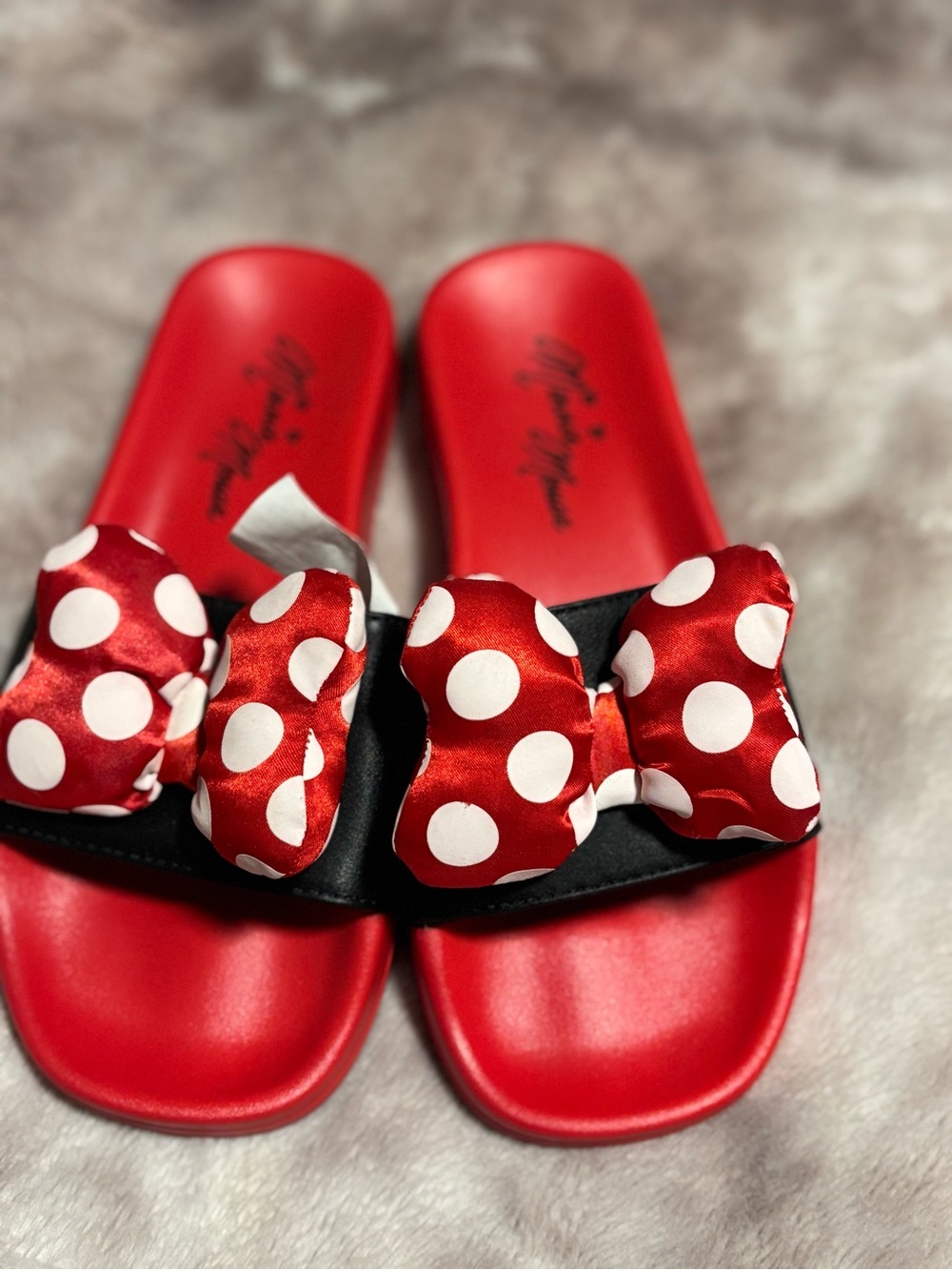 Disney Red White Polka Dot Bow Slide Sandals for Kids